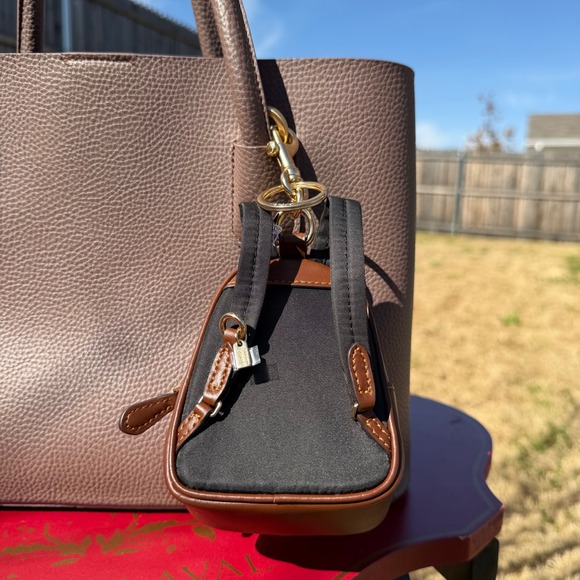 Coach Womens Mini Backpack Bag Charm Signature Canvas Tan Quiet Luxury Coquette - Picture 4 of 5